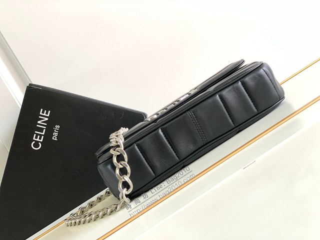 Celine專櫃2022新品絎縫鏈條羊皮斜挎包 賽琳MATELASSé MONOCHROME絎縫羊皮革鏈條肩背包 sldj2369